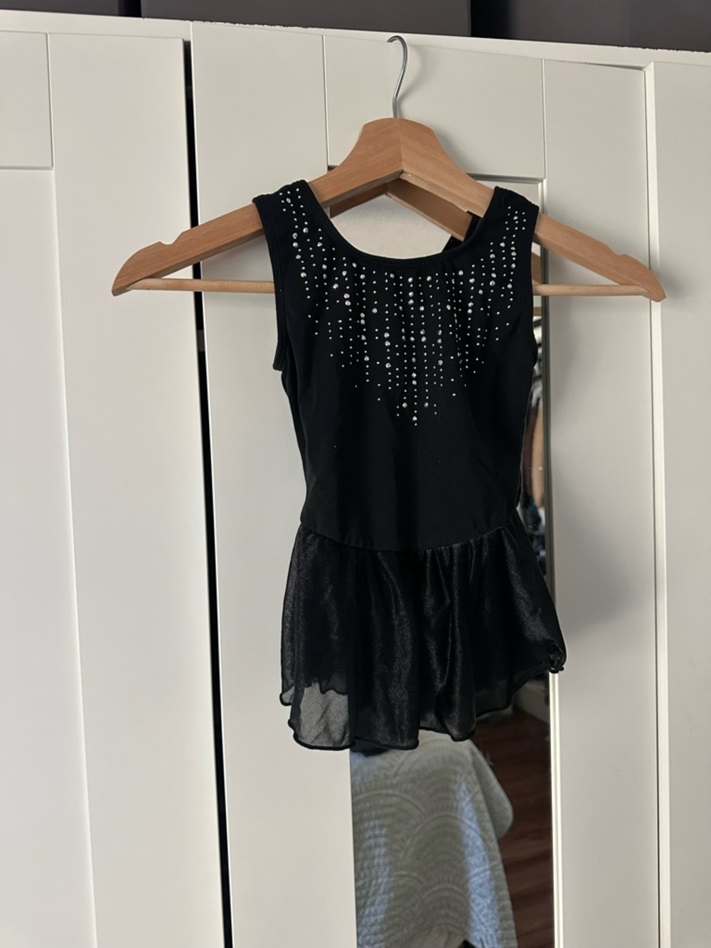 Cat & Jack Black Rhinestone Dance Leotard with Mesh Skirt
